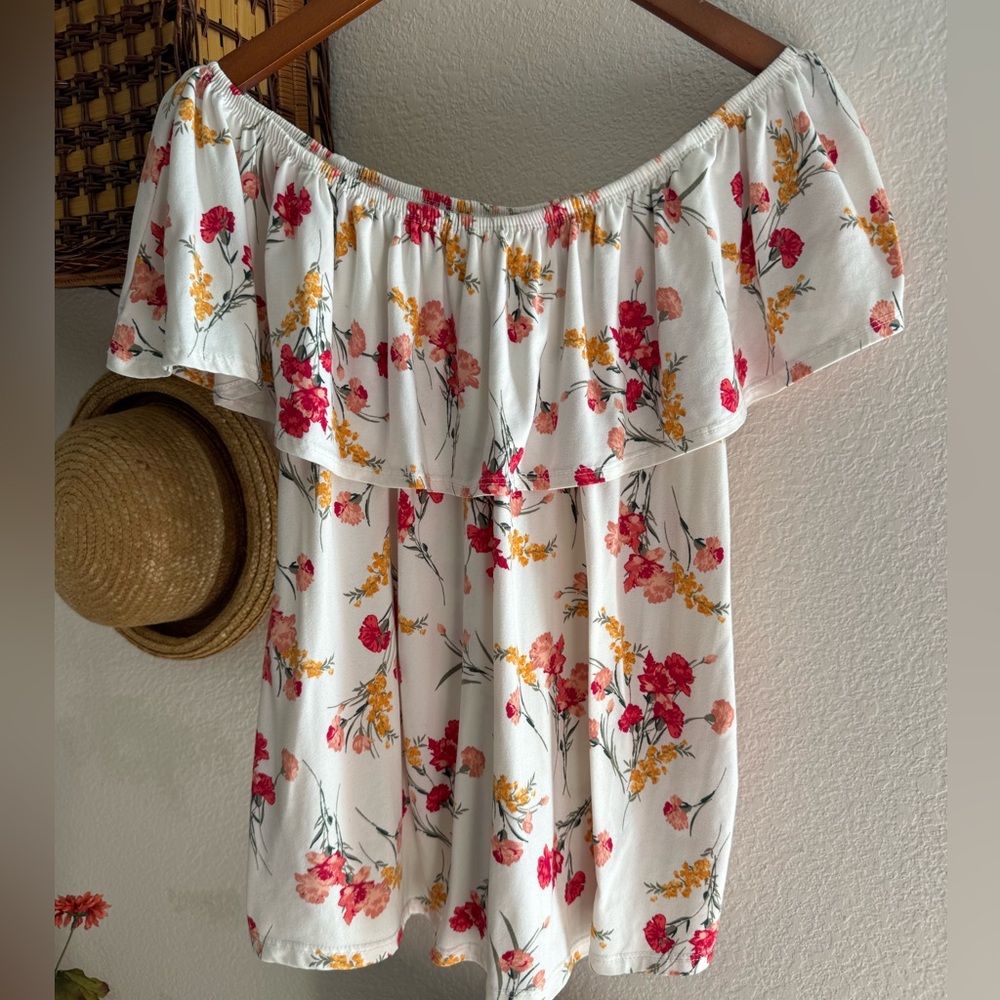 Floral Off Shoulder Shirt 2x